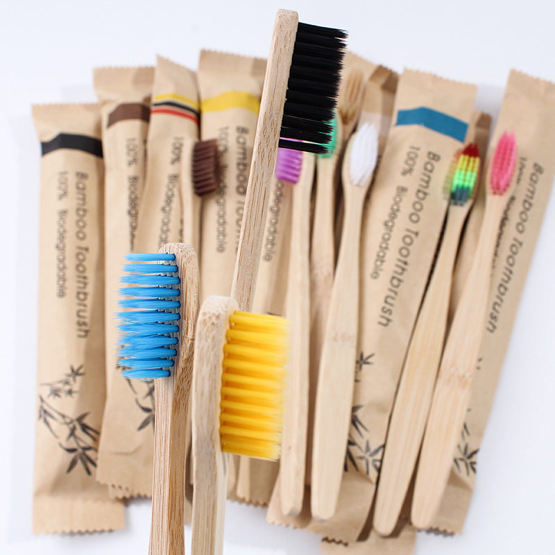 10Pcs Colorful Toothbrush Natural Bamboo Tooth Brush Set Soft Bristle Charcoal Teeth Eco Bamboo Toothbrushes Dental Oral Care